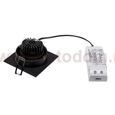 SLV 1000247 PIREQ 77 SQUARE светильник встраиваемый 8Вт с LED 3000K, 700лм, 38°, с БП, черный
