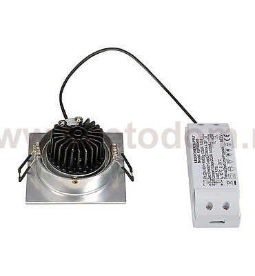 SLV 1000249 PIREQ 77 SQUARE светильник встраиваемый 8Вт с LED 3000K, 700лм, 38°, с БП, матированный алюминий