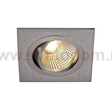SLV 1000249 PIREQ 77 SQUARE светильник встраиваемый 8Вт с LED 3000K, 700лм, 38°, с БП, матированный алюминий