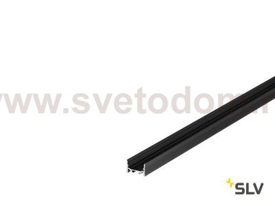 1000501 SLV GRAZIA 20, профиль накладной плоский с желобками, 1 м, без экрана, черный