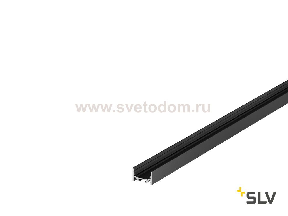 1000528 SLV GRAZIA 20, профиль накладной плоский гладкий, 1 м, без экрана, черный