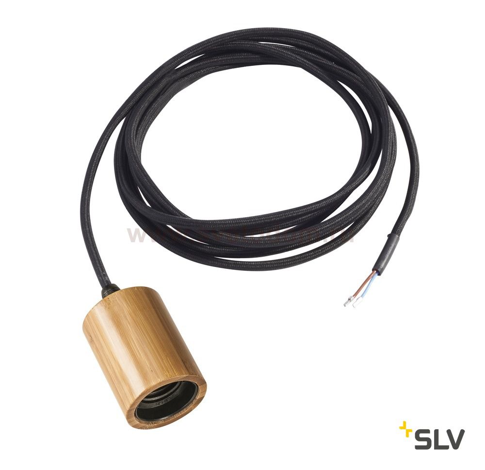 1000581 SLV FITU Е27 PD светильник подвесной 2.5m для лампы Е27 60Вт макс., без основания, бамбук светлый