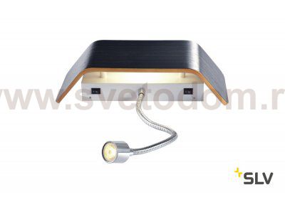 1000615 SLV мАNA 200 SPOT светильник настенный без плафона с LED 11Вт, 3000K, 490лм+80лм, белый корпус + хром