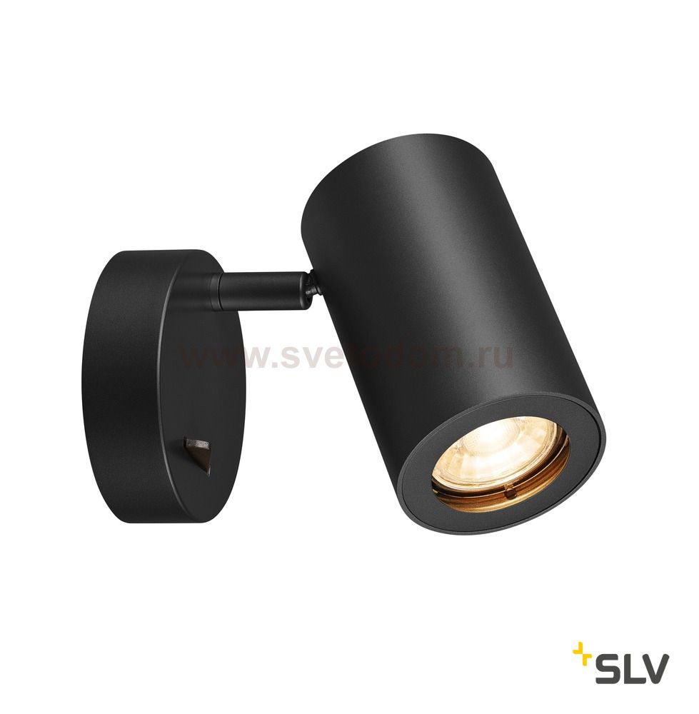 1000729 SLV ENOLA_B SINGLE SPOT светильник накладной для лампы GU10 50Вт макс., с выключателем, черный