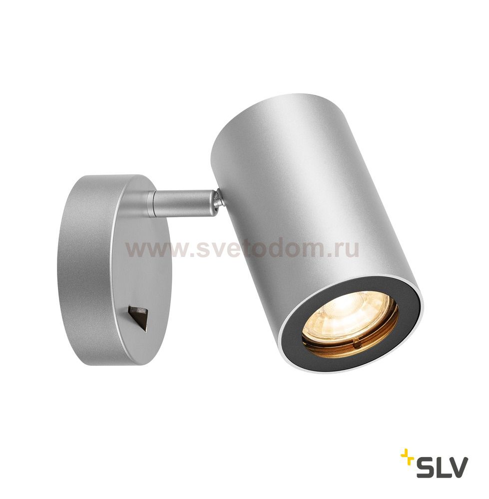 1000732 SLV ENOLA_B SINGLE SPOT светильник накладной для лампы GU10 50Вт макс., с выключателем, серебристый/ черный