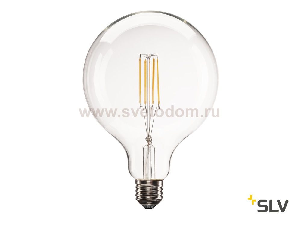 1001038 SLV LED E27 G125 источник света LED, 220В, 8Вт, 330°, 2700K, 806лм, диммируемый,  прозрачная колба