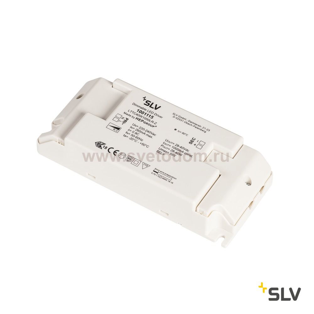 SLV 1001115 Блок питания 1000мА, 28-40Вт, диммируемый, белый