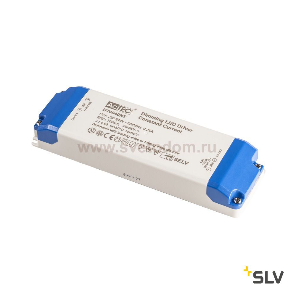 SLV 1001267 Блок питания  700мА, 20-39Вт, диммируемый, белый/ синий (ex 464803)