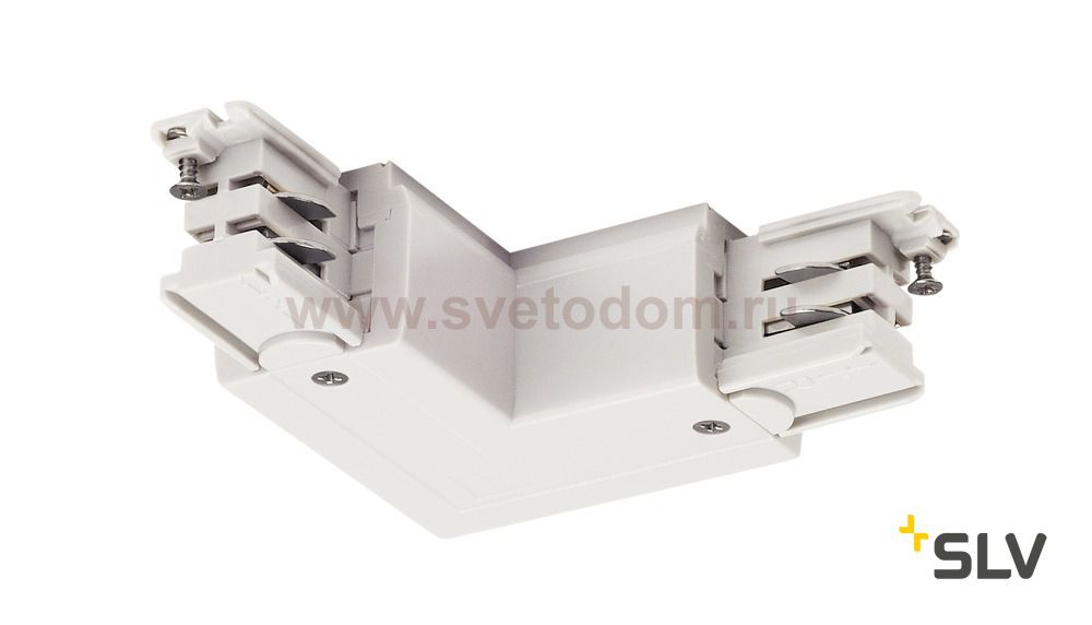 SLV 1001386 3Ph | S-TRACK, L-коннектор с разъёмом питания, 16А макс., GND по внешнему углу,  белый (ex 175121)