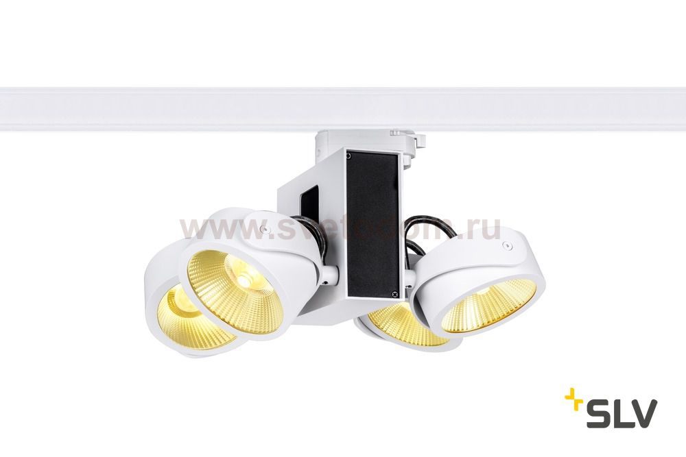 SLV 1001430 3Ph, TEC KALU 4 LED светильник накладной 60Вт с LED 3000К, 3800лм, 4х 24°, белый/ черный