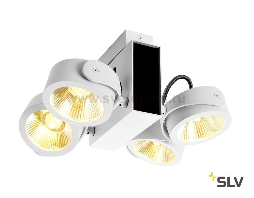SLV 1001434 TEC KALU 4 LED светильник накладной 60Вт с LED 3000К, 3800лм, 4х 24°, белый/ черный