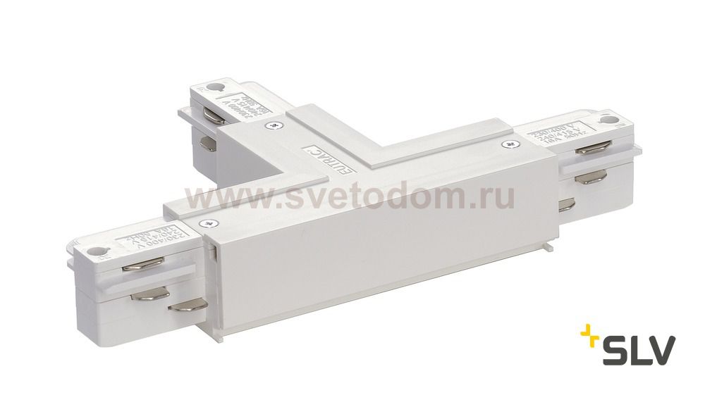 SLV 1001519 3Ph | EUTRAC®, T-коннектор с разъёмом питания, GND справа, 16A макс., белый RAL9016 (ex 145641)