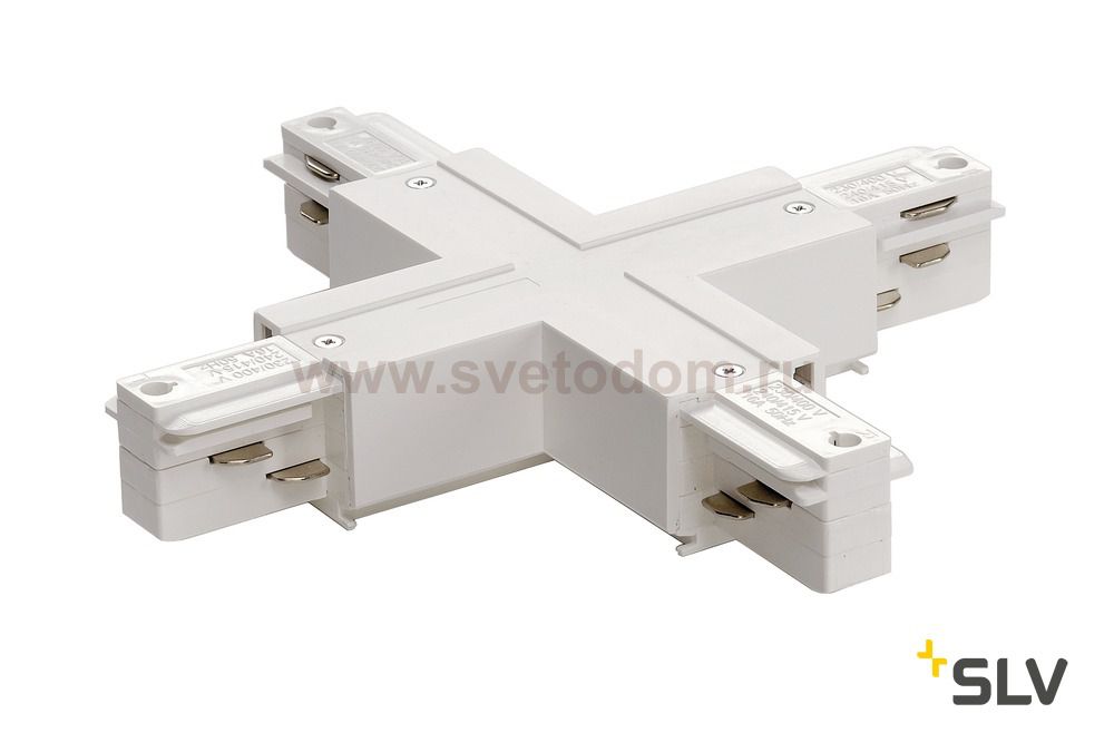 SLV 1001522 3Ph | EUTRAC®, X-коннектор с разъёмами питания для 2х контуров, 16А макс., белый RAL9016 (ex 145691)