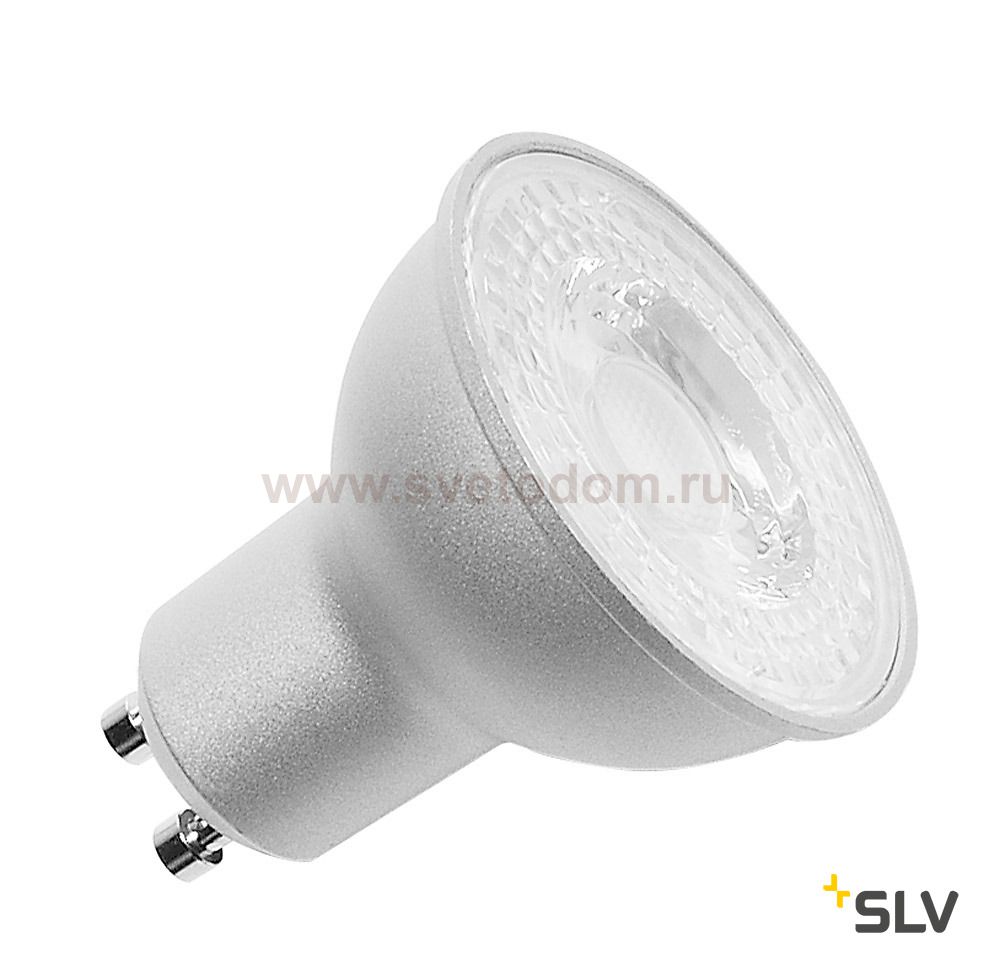 SLV 1001561 LED GU10 источник света 230В, 7.2Вт, 3000K, 570лм, 36°, диммируемый, серебристый корпус