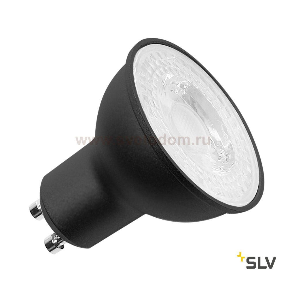 SLV 1001563 LED GU10 источник света 230В, 7.2Вт, 3000K, 570лм, 36°, диммируемый, черный корпус