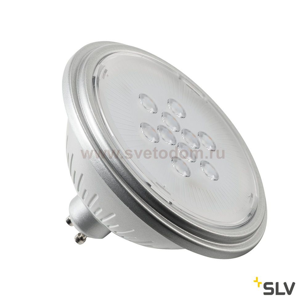 SLV 1001570 LED QPAR111 GU10 источник света 230В, 7Вт, 3000K, 730лм, 25°, серебристый корпус