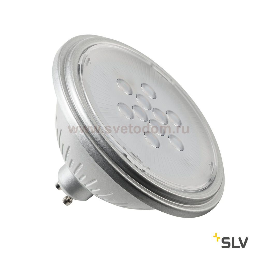 SLV 1001572 LED QPAR111 GU10 источник света 230В, 7Вт, 3000K, 730лм, 40°, серебристый корпус