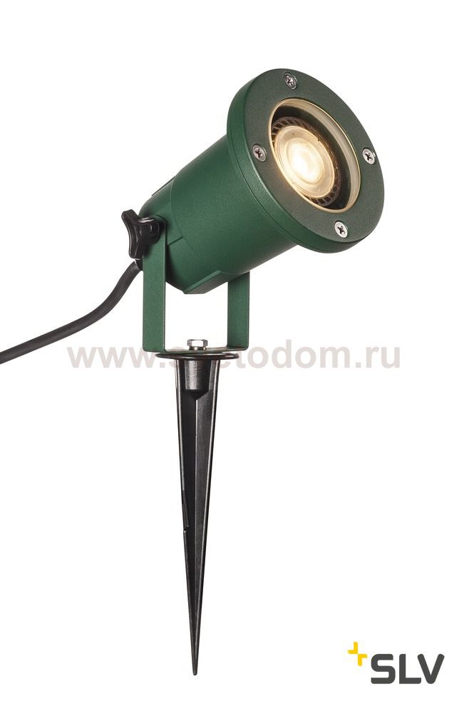 SLV 1001965 NAUTILUS 15 SPIKE светильник IP65 для лампы LED GU10 11Вт макс., кабель 1.5м с вилкой, зеленый