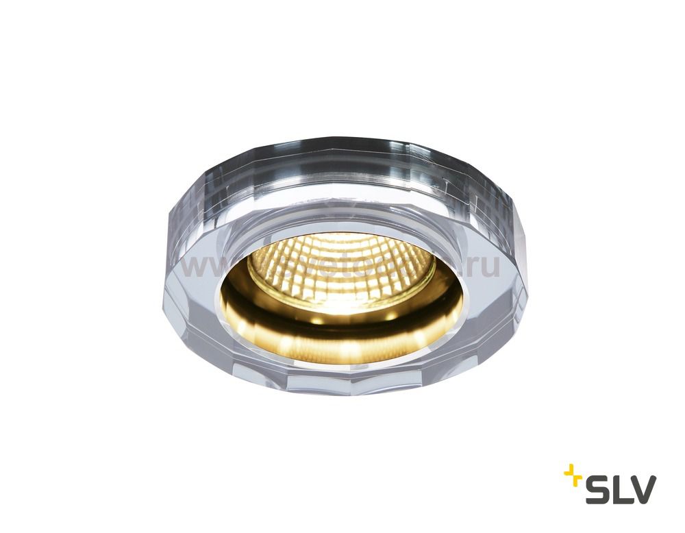 SLV 1002120 CRYSTAL Dim to Warm светильник встраиваемый 7.3Вт с LED 1800-3000К, 460лм, 38°, хром/ стекло прозр.