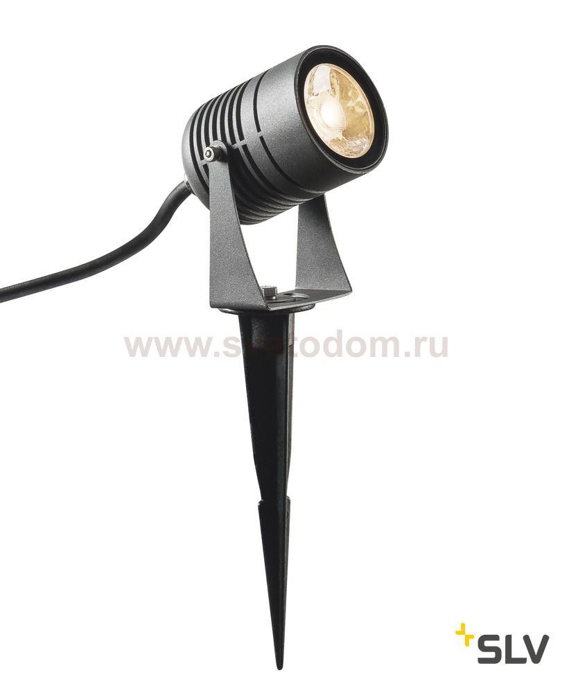 SLV 1002201 LED SPIKE светильник ландшафтный IP55 6Вт с LED 3000К, 400лм, 40°, кабель 1.5м с вилкой, антрацит