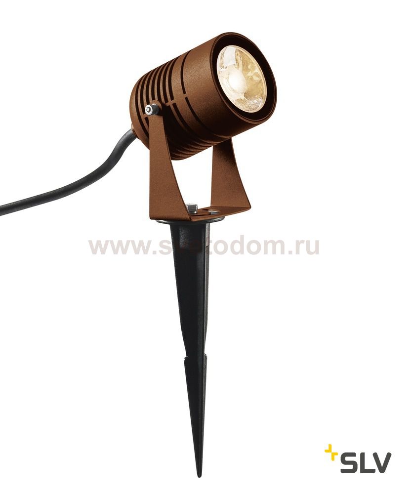 SLV 1002203 LED SPIKE светильник ландшафтный IP55 6Вт с LED 3000К, 400лм, 40°, кабель 1.5м с вилкой, бурый