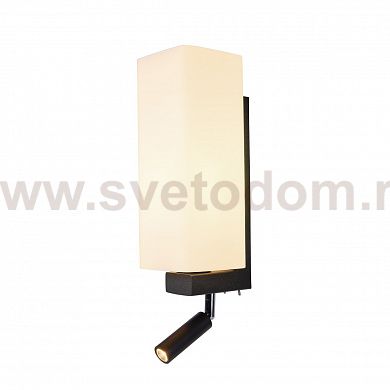 SLV 1003428 QUADRASS SPOT WL светильник настенный для лампы E27 40Вт макс., c LED 2Вт, 3000K, 200лм, 25°, черный/ хром/ белое стекло