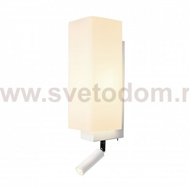 SLV 1003429 QUADRASS SPOT WL светильник настенный для лампы E27 40Вт макс., c LED 2Вт, 3000K, 200лм, 25°, белый/ хром/ белое стекло