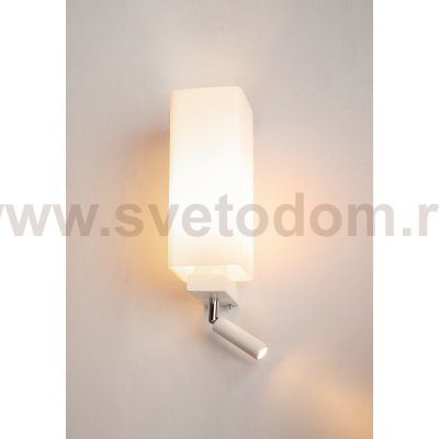 SLV 1003429 QUADRASS SPOT WL светильник настенный для лампы E27 40Вт макс., c LED 2Вт, 3000K, 200лм, 25°, белый/ хром/ белое стекло