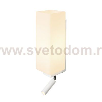 SLV 1003429 QUADRASS SPOT WL светильник настенный для лампы E27 40Вт макс., c LED 2Вт, 3000K, 200лм, 25°, белый/ хром/ белое стекло