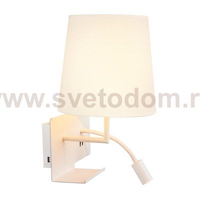SLV 1003459 SOMNILA FLEX LEFT светильник настенный для лампы Е27 40Вт макс., с USB (2A макс.) и с LED 3Вт, 3000K, 65лм, CRI>90, белый