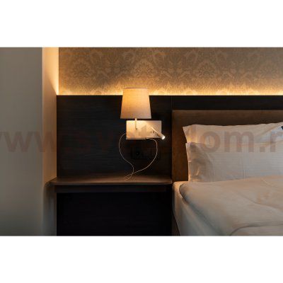 SLV 1003459 SOMNILA FLEX LEFT светильник настенный для лампы Е27 40Вт макс., с USB (2A макс.) и с LED 3Вт, 3000K, 65лм, CRI>90, белый