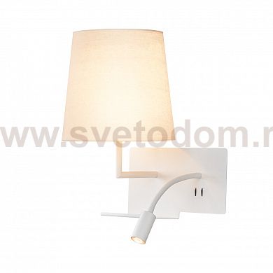 SLV 1003459 SOMNILA FLEX LEFT светильник настенный для лампы Е27 40Вт макс., с USB (2A макс.) и с LED 3Вт, 3000K, 65лм, CRI>90, белый