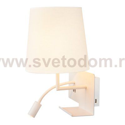 SLV 1003460 SOMNILA FLEX RIGHT светильник настенный для лампы Е27 40Вт макс., с USB (2A макс.) и с LED 3Вт, 3000K, 65лм, CRI>90, белый