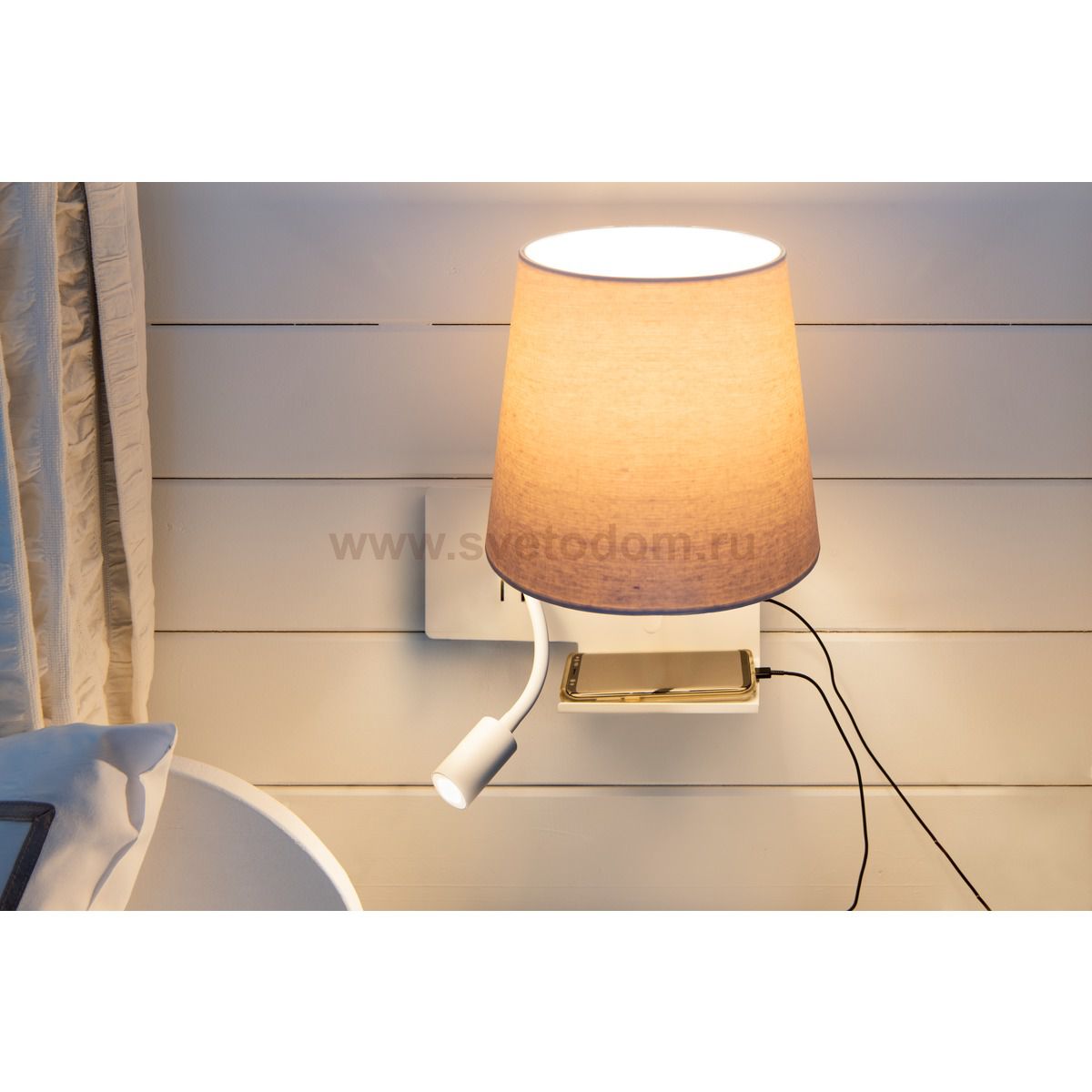 SLV 1003460 SOMNILA FLEX RIGHT светильник настенный для лампы Е27 40Вт макс., с USB (2A макс.) и с LED 3Вт, 3000K, 65лм, CRI>90, белый