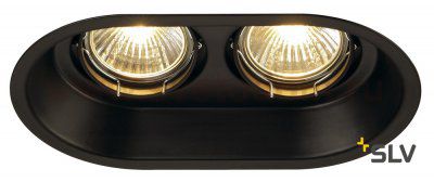 SLV 113110 HORN 2 TURNO GU10 Decken- einbauleuchte, oval, mattschwarz, max. 2x50W