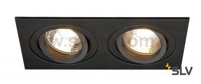 SLV 113492 NEW TRIA II GU10 Downlight, rechteckig, mattschwarz, max. 2x50W, inkl. Clipfedern