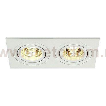 SLV 113502 NEW TRIA II MR16 Downlight, rechteckig, mattweiss, max. 2x50W, inkl. Clipfedern