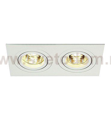 SLV 113502 NEW TRIA II MR16 Downlight, rechteckig, mattweiss, max. 2x50W, inkl. Clipfedern