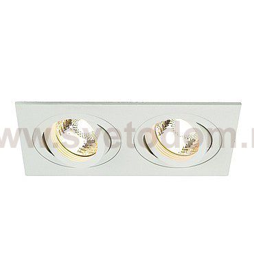SLV 113502 NEW TRIA II MR16 Downlight, rechteckig, mattweiss, max. 2x50W, inkl. Clipfedern