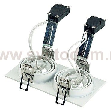 SLV 113502 NEW TRIA II MR16 Downlight, rechteckig, mattweiss, max. 2x50W, inkl. Clipfedern
