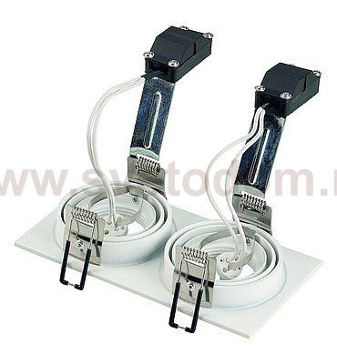 SLV 113502 NEW TRIA II MR16 Downlight, rechteckig, mattweiss, max. 2x50W, inkl. Clipfedern