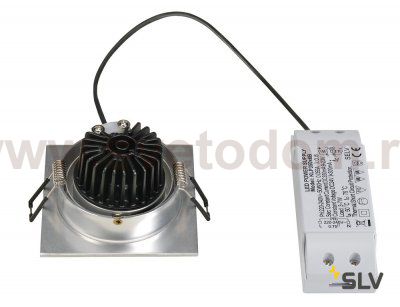 SLV 113916 NEW TRIA LED DL SQUARE Set, Downlight, alu-brushed,6W,38°, 3000K, inkl. Treiber, Clipfed.