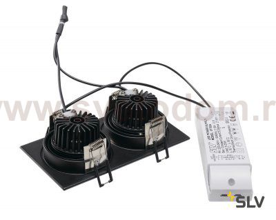 SLV 113920 NEW TRIA 2 DL SQUARE Set Downlight, mattschwarz, 2x6W, 38°,3000K,inkl. Treiber,Clipf.