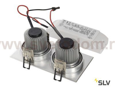 SLV 113926 NEW TRIA II LED DL SQUARE Set, alu-brushed, 2x6W, 38°, 3000K, inkl. Treiber, Clipfed.