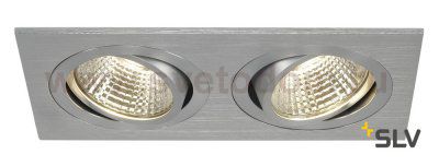SLV 113926 NEW TRIA II LED DL SQUARE Set, alu-brushed, 2x6W, 38°, 3000K, inkl. Treiber, Clipfed.