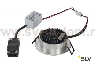SLV 113956 NEW TRIA LED 3W DL ROUND Set, Downlight, alu-brushed, 38°, 3000K, inkl. Treiber, Clipfed.
