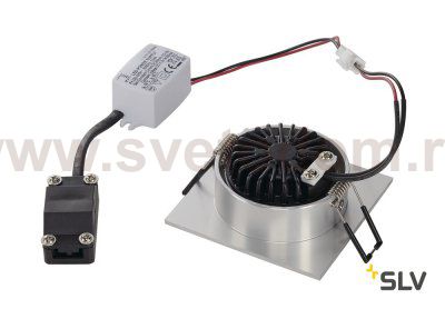 SLV 113966 NEW TRIA LED 3W DL SQUARE Set, Downlight, alu-brushed, 38°, 3000K, inkl. Treiber, Clipfed.