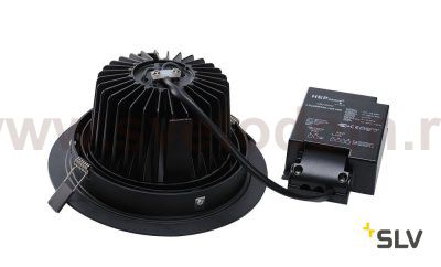 SLV 114260 NEW TRIA LED DL ROUND Set, mattschwarz, 25W, 30°, 2700K, inkl. Treiber, Clipfed.