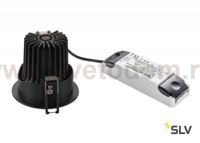 SLV 114480 HOTEL DOWNLIGHT ROUND HOLE, mattschwarz, 12W, 20°, 2700K, inkl. Treiber, Clipfeder