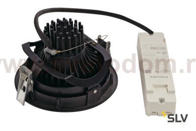 SLV 118160 SUPROS DL Deckeneinbauleuchte, rund, schwarz, 4000lm, 4000K SLM LED, 60° Reflektor